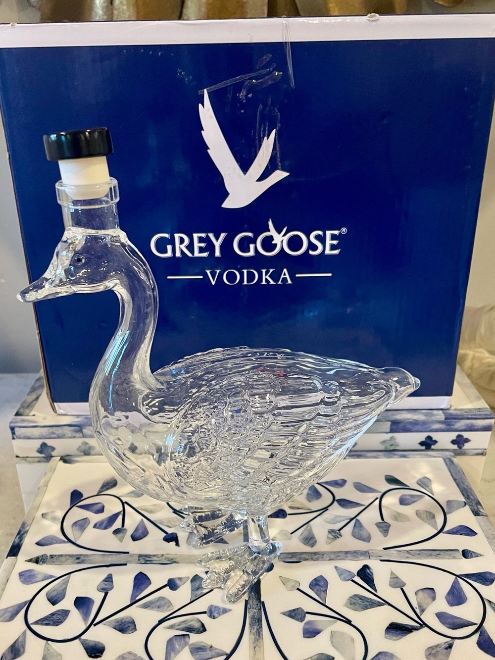 NIB~GREY GOOSE Collectable~Clear Glass “Grey” Goose Decanter